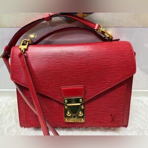 LOUIS VUITTON-VI1922 Monceau Bag Red Epi Leather